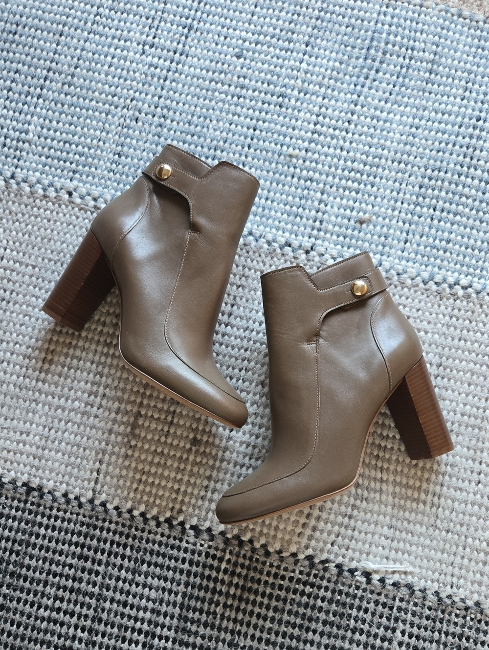 Sezane Women's Taupe Ankle Boots - Classic Block Heel, Side Zip, VGUC, Size 37